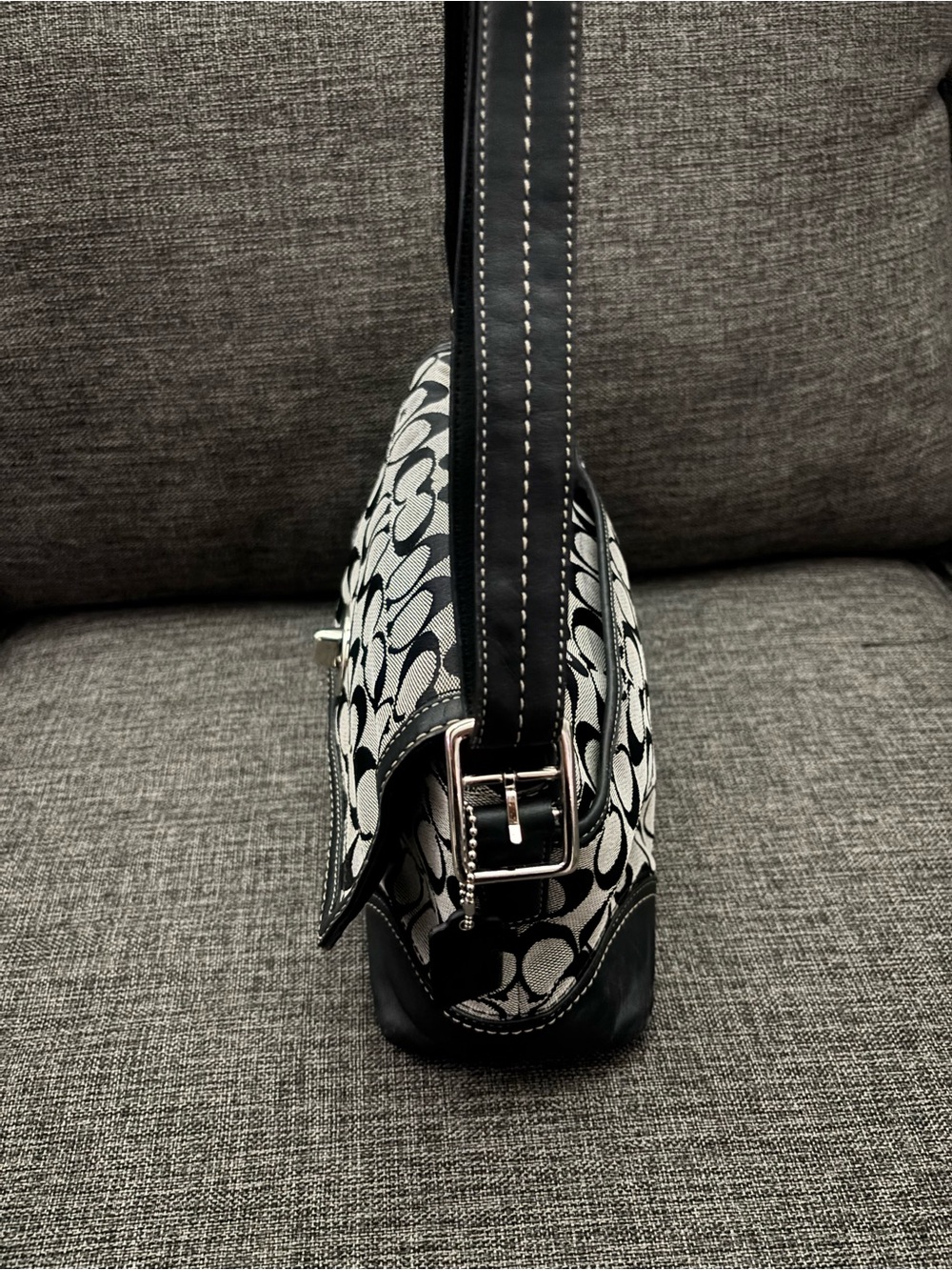 Coach Black and White Signature Canvas Shoulder Bag - Picture 4 of 14